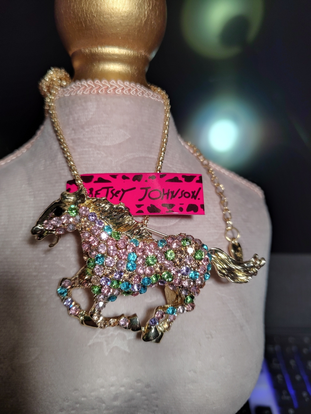 CONVERTIBLE Betsey Johnson Horse Pendant BROOCH&NECKLACE